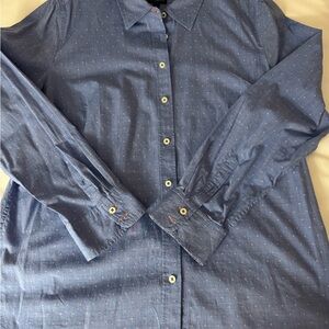 Talbots Women’s size Large light blue  and Pink dotted Button-up blouse Shirt